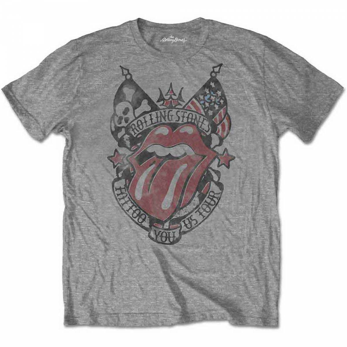 【予約商品】THE ROLLING STONES バンドTシャツ ユニセックス: Tattoo You US Tour (Grey) - GREY