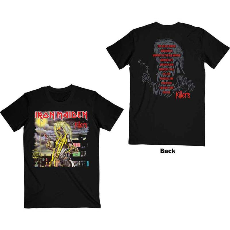 【予約商品】IRON MAIDEN バンドTシャツ ユニセックス: Killers V.2. Album Track list (Black) (Back Print)