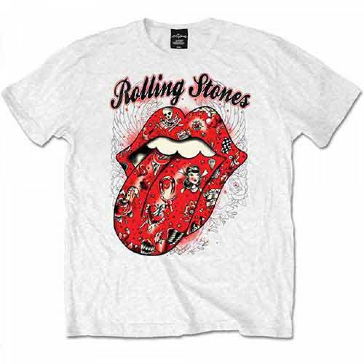 【予約商品】THE ROLLING STONES バンドTシャツ ユニセックス: Tattoo Flash (White) - WHITE