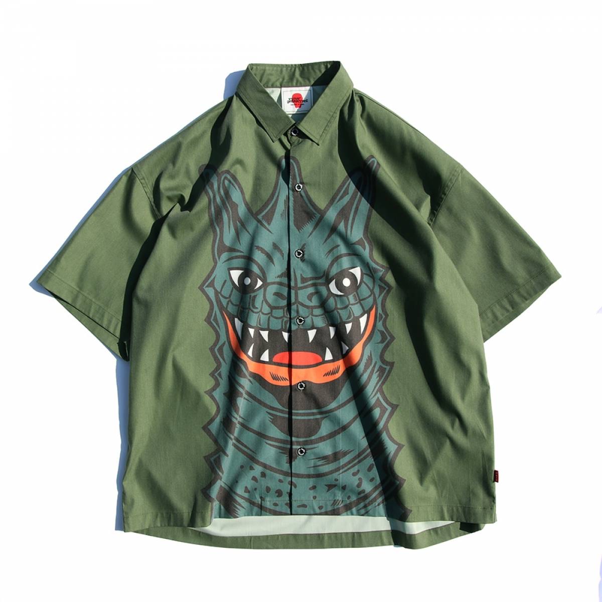 【予約商品】PUNK DRUNKERS (パンクドランカーズ)【予約・6月入荷】［PDSx円谷プロ］ベムラーシャツ - KHAKI