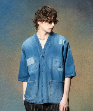 【予約商品】glamb(グラム)GB0225/SH02 : Unplugged Denim Happi Shirt / アンプラグドデニムハッピシャツ - Indigo