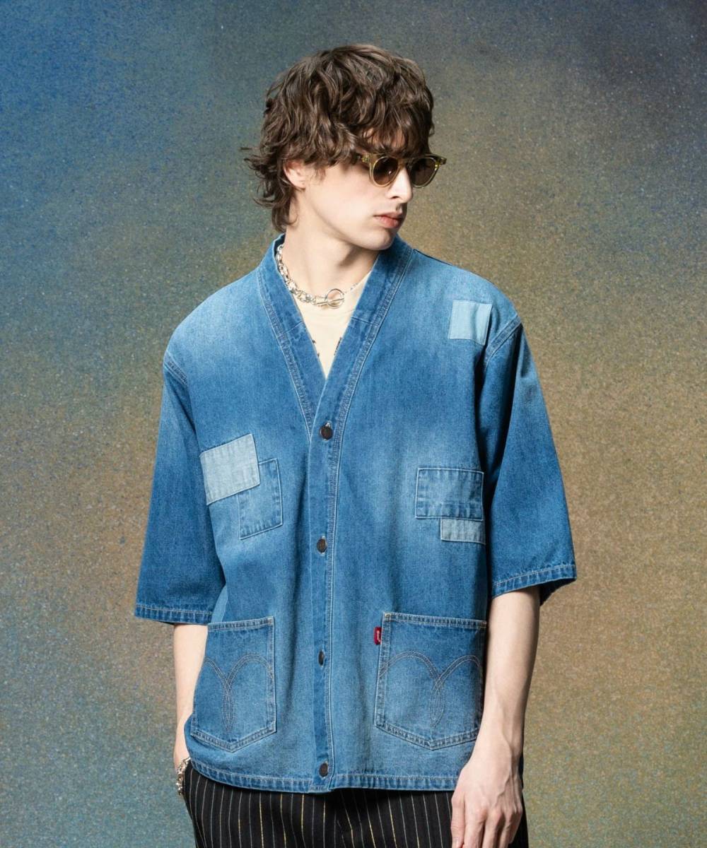 【予約商品】glamb(グラム)GB0225/SH02 : Unplugged Denim Happi Shirt / アンプラグドデニムハッピシャツ - Indigo