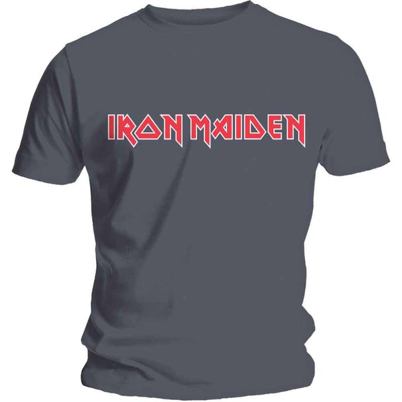 【予約商品】IRON MAIDEN バンドTシャツ ユニセックス: Classic Logo (Charcoal Grey)