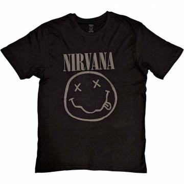 【予約商品】NIRVANA バンドTシャツ ユニセックス: Black Happy Face (Black) (Hi-Build) - BLACK