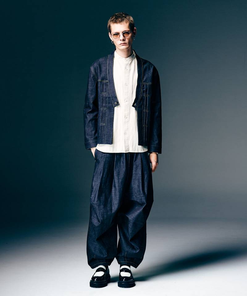 【予約商品】glamb(グラム) Kimono Based Jacket Set Up / キモノベースジャケットセットアップ - Indigo