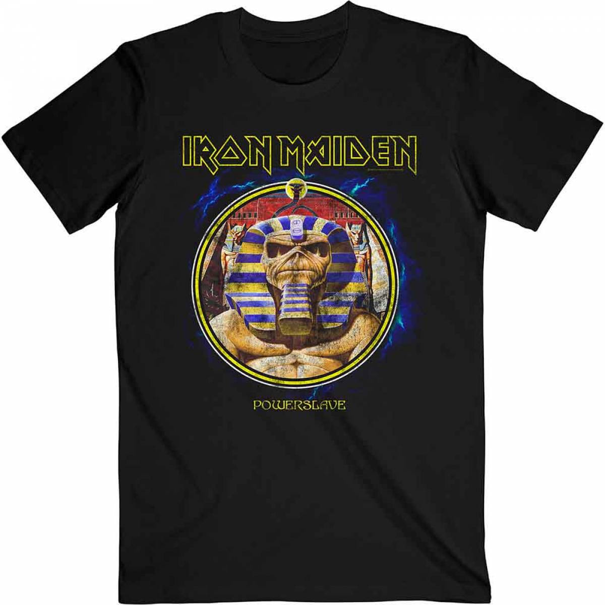 【予約商品】IRON MAIDEN バンドTシャツ ユニセックス: Powerslave Mummy Circle - BLACK