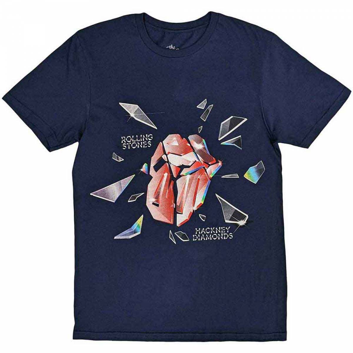 【予約商品】THE ROLLING STONES バンドTシャツ ユニセックス: Hackney Diamonds Explosion (Navy Blue) - NAVY BLUE