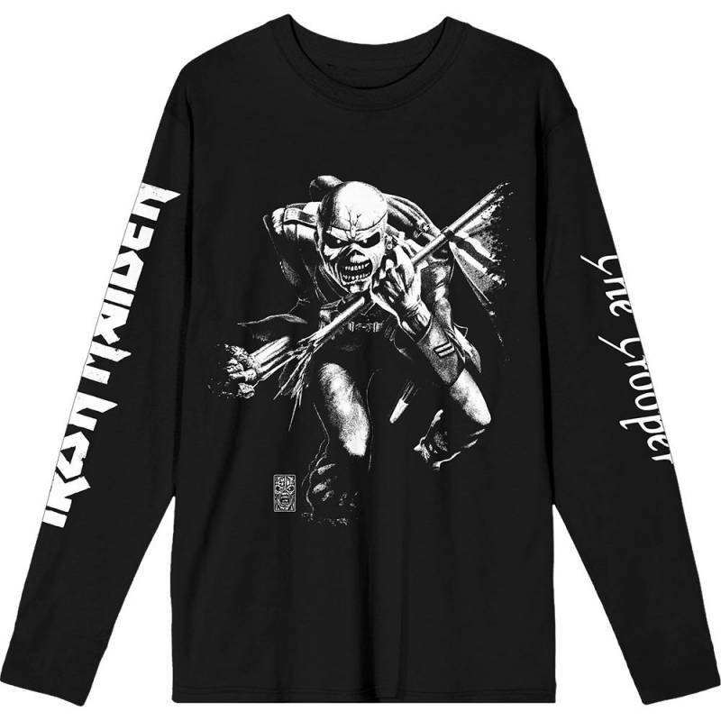 【予約商品】IRON MAIDEN Unisex Long Sleeve バンドTシャツ: 50 Trooper Isolated (Black) (Sleeve Print)
