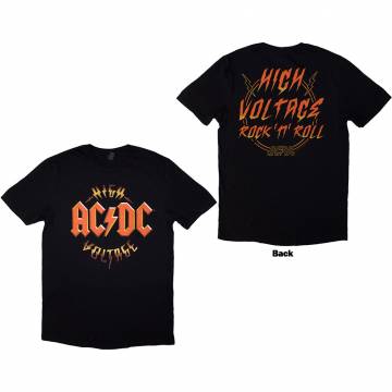 【予約商品】AC/DC バンドTシャツ ユニセックス: High Voltage RnR (Back Print) - BLACK