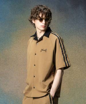 【予約商品】glamb(グラム)GB0225/SH15 : Line Tape Track Shirt / ラインテープトラックシャツ - Beige