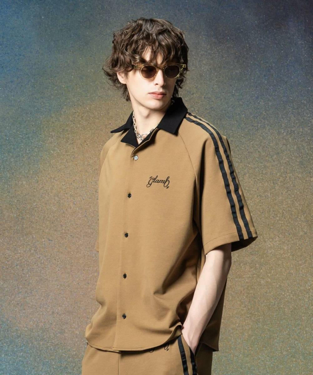 【予約商品】glamb(グラム)GB0225/SH15 : Line Tape Track Shirt / ラインテープトラックシャツ - Beige