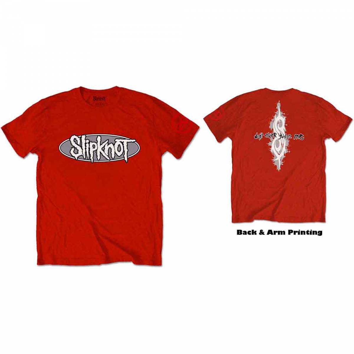 【予約商品】SLIPKNOT バンドTシャツ ユニセックス: 20th Anniversary Don't Ever Judge Me (Red) (Back & Sleeve Print) - RED