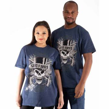 【予約商品】GUNS N' ROSES バンドTシャツ ユニセックス: Faded Skull (Blue) - BLUE