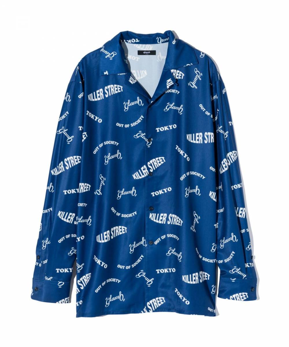 【予約商品】glamb(グラム) GB0424/SH05 : Typography Shirt / タイポグラフィシャツ - Blue