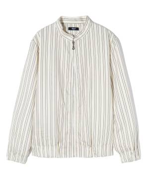 【予約商品】glamb(グラム) GB0424/SH10 : Stripe Blouson Shirt / ストライプブルゾンシャツ - White