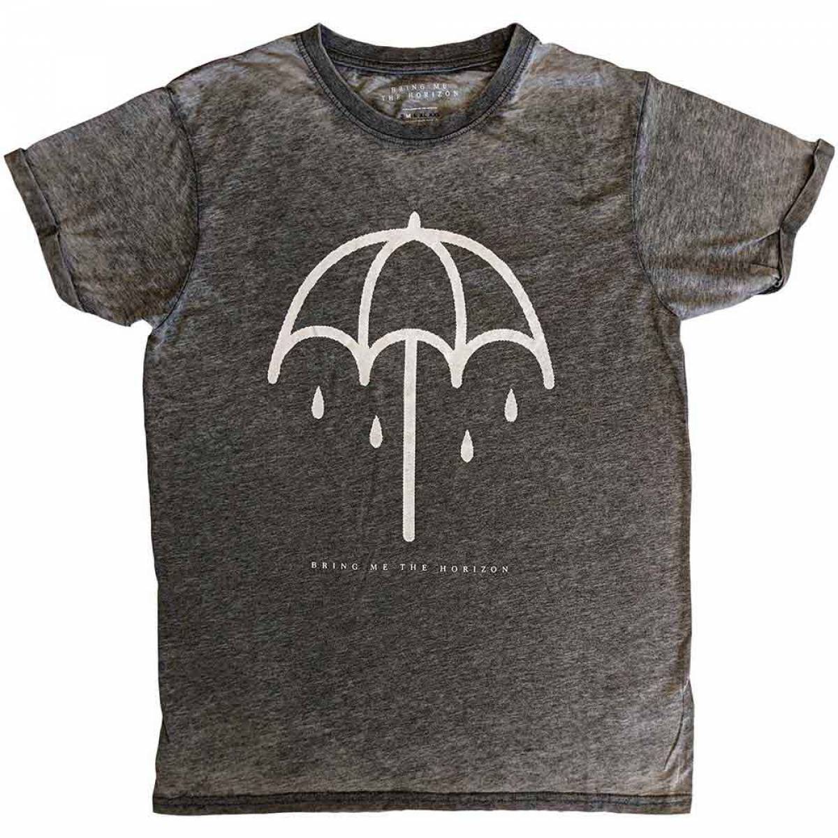 【予約商品】BRING ME THE HORIZON Unisex Burnout バンドTシャツ: Umbrella (Charcoal Grey) - CHARCOAL GREY