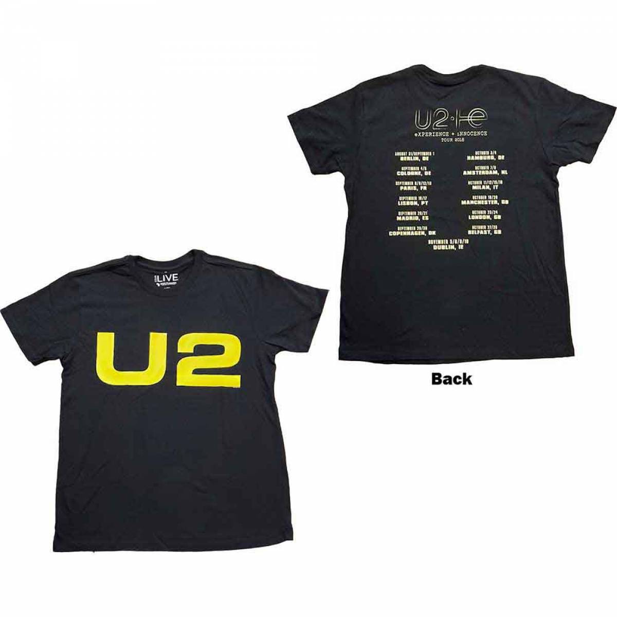 【予約商品】U2 バンドTシャツ ユニセックス: Logo 2018 (Black) (Back Print & Ex-Tour) - BLACK