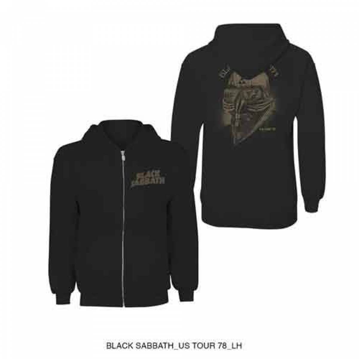 BLACK SABBATH Unisex Zipped Hoodie: Tour 1978 (Back Print) - BLACK