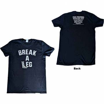 【予約商品】FOO FIGHTERS バンドTシャツ ユニセックス: Break A Leg Milton Keynes (Black) (Back Print & Ex-Tour) - BLACK