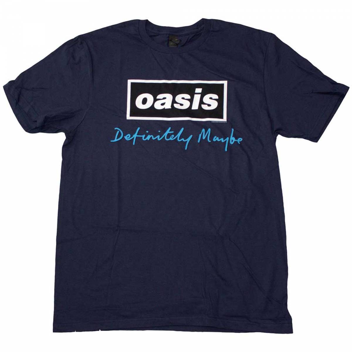 OASIS バンドTシャツ ユニセックス: Definitely Maybe Text Logo (Navy Blue) - NAVY BLUE