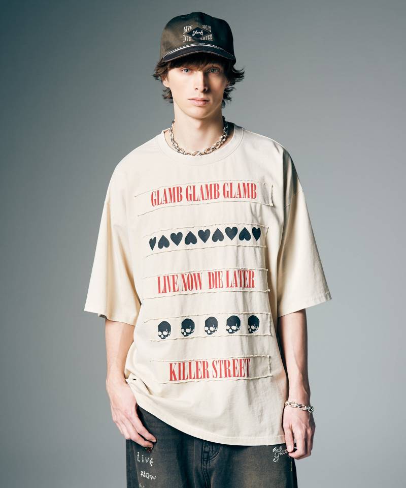 【予約商品】glamb(グラム) Skull Heart T-Shirt / スカルハートTシャツ - White