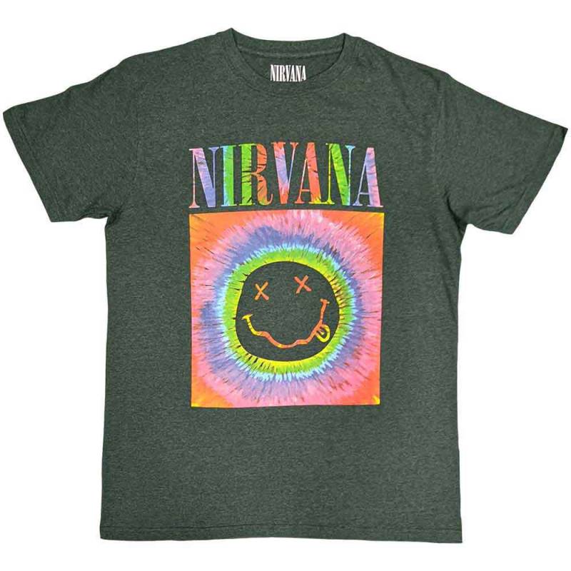 【予約商品】NIRVANA バンドTシャツ ユニセックス: Happy Face Glow Box (Green)
