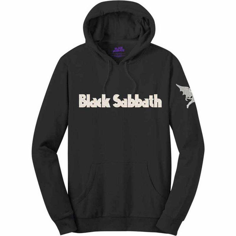 【予約商品】BLACK SABBATH Unisex Pullover Hoodie: Logo & Daemon Applique (Black) (Embellished)