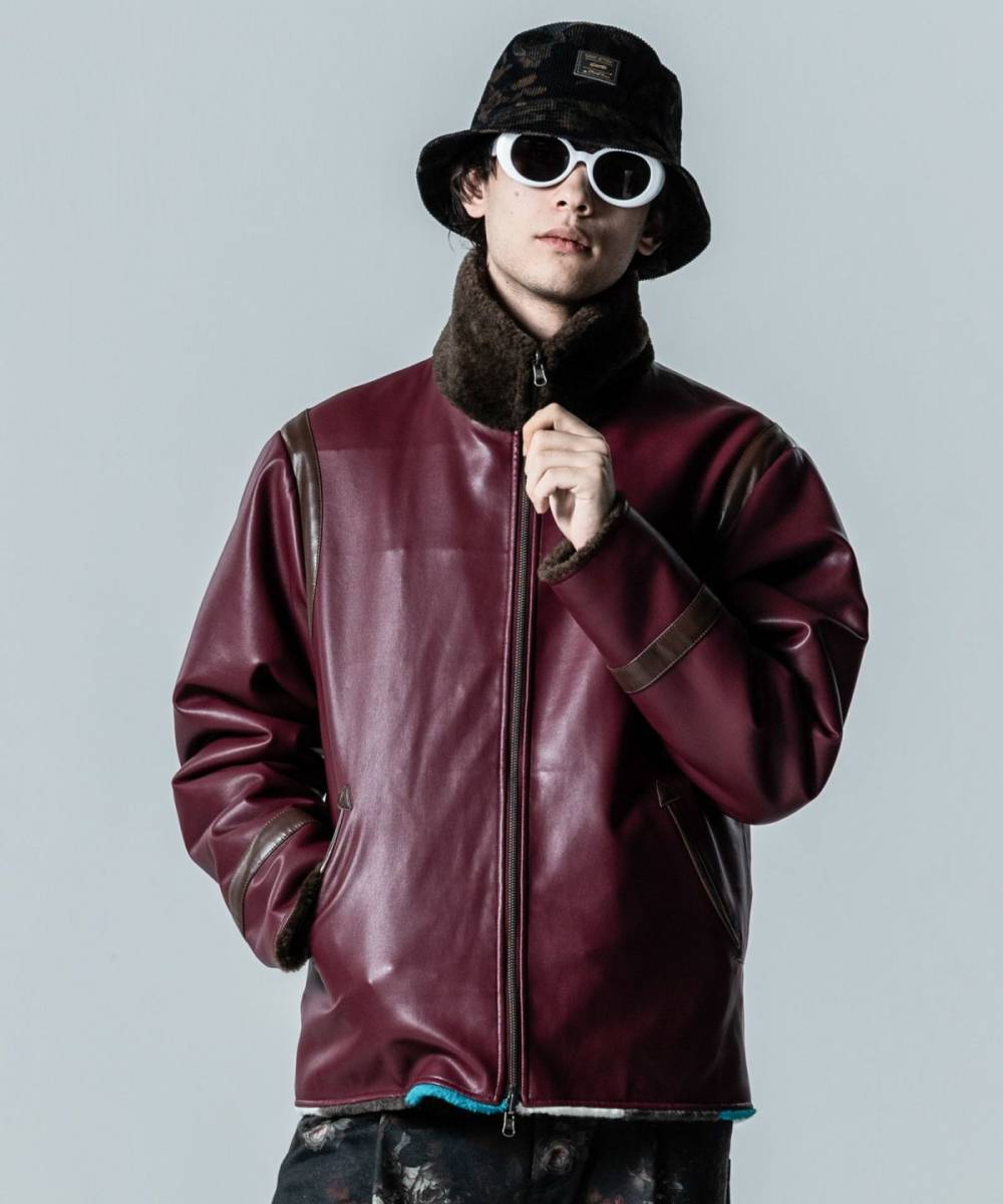 【予約商品】glamb(グラム)GB0324/JKT03 : Reversible Boa Jacket / リバーシブルボアジャケット - Wine