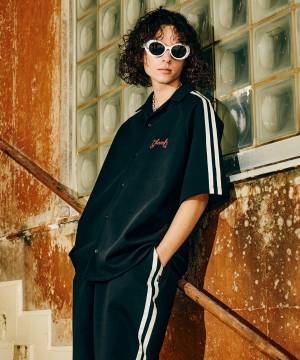 【予約商品】glamb(グラム)GB0225/SH15 : Line Tape Track Shirt / ラインテープトラックシャツ - Black