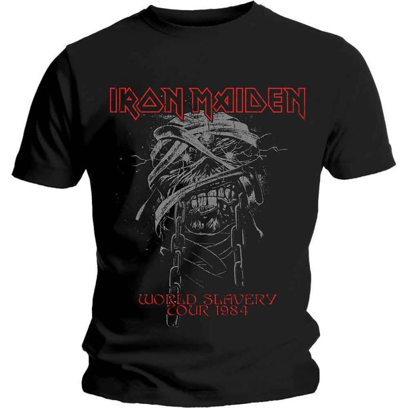 【予約商品】IRON MAIDEN バンドTシャツ ユニセックス: World Slavery 1984 Tour (Black)