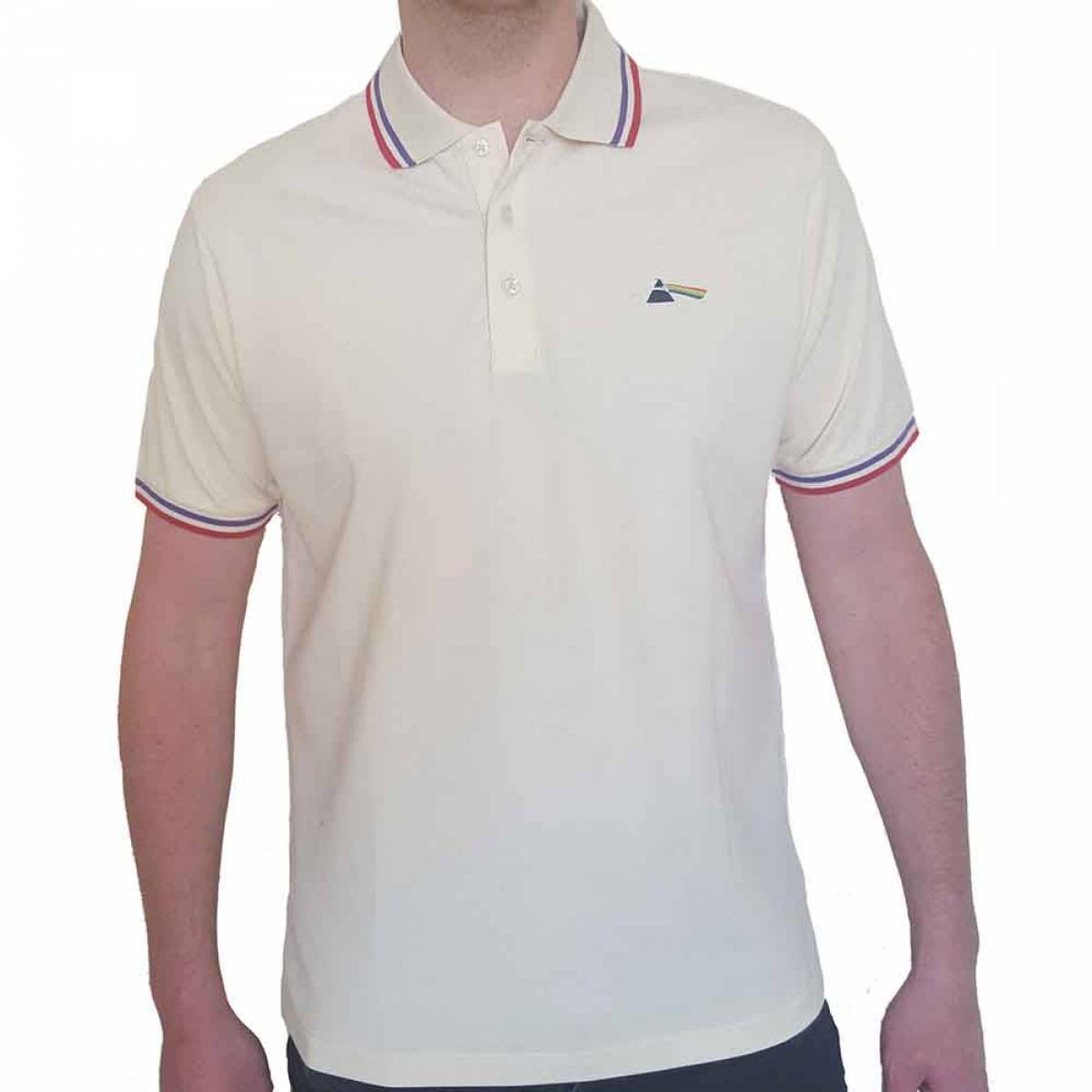 【予約商品】PINK FLOYD Unisex Polo Shirt: Dark Side of the Moon Prism (Natural) - NATURAL