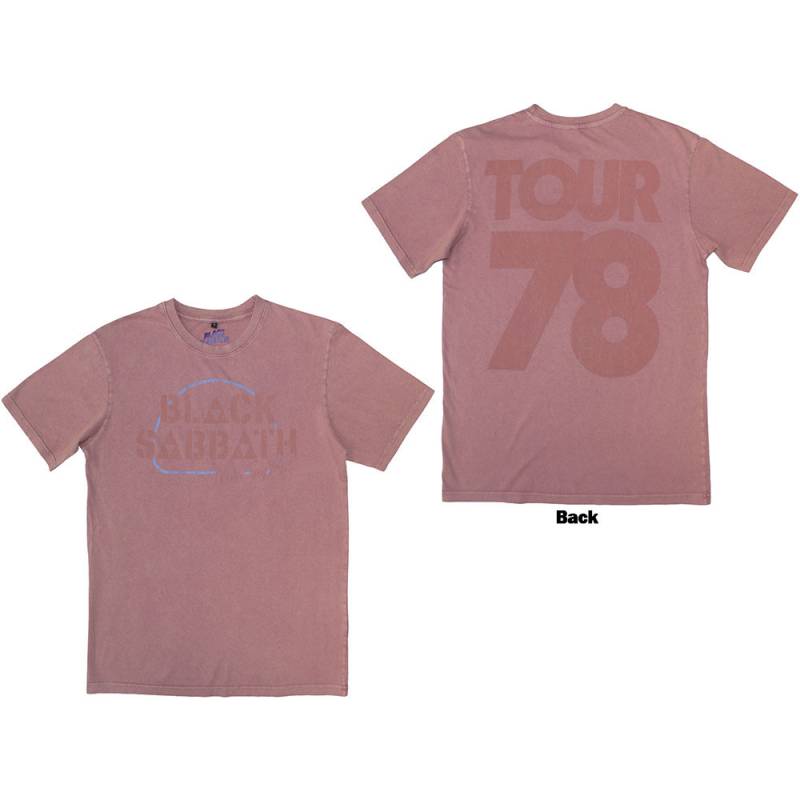 【予約商品】BLACK SABBATH Unisex Stone Wash バンドTシャツ: Never Say Die (Red) (Back Print)