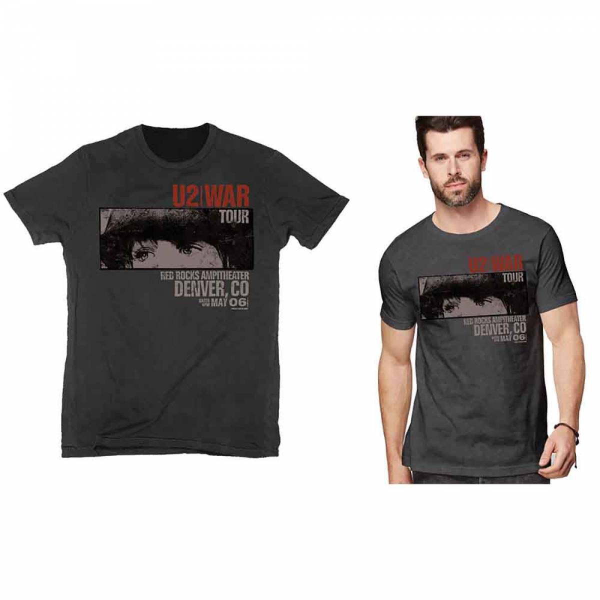 【予約商品】U2 バンドTシャツ ユニセックス: War Red Rocks (Vintage Black) - VINTAGE BLACK