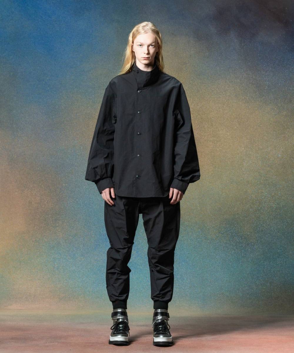 【予約商品】glamb(グラム)GB0225/ST02 : Deformed Stand Collar Shirt Set Up / デフォームスタンドカラーシャツセットアップ - Black