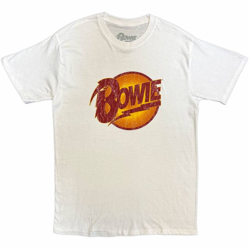 【予約商品】DAVID BOWIE バンドTシャツ ユニセックス: Vintage Diamond Dogs Logo (White)