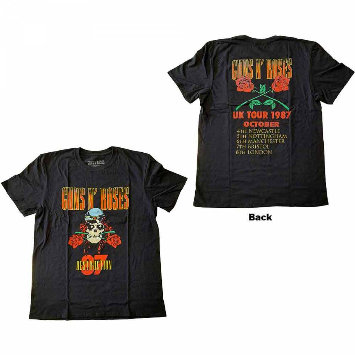 【予約商品】GUNS N' ROSES ユニセックスTシャツ: UK Tour '87 (Back Print)