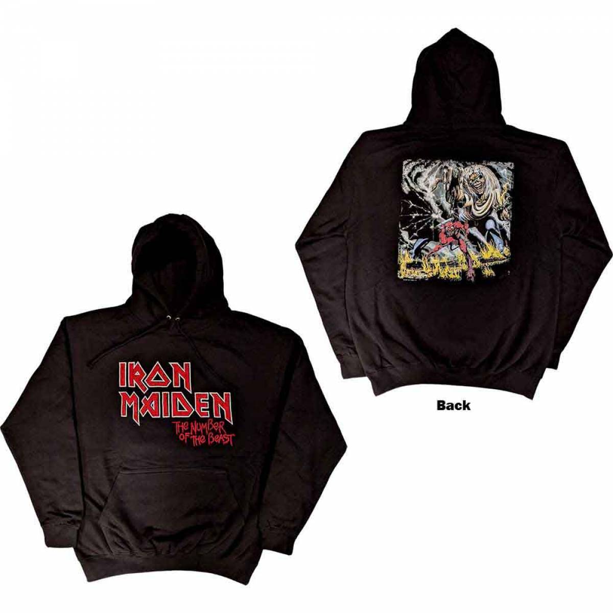 IRON MAIDEN Unisex Pullover: Number Of The Beast Vintage Logo Faded Edge - BLACK