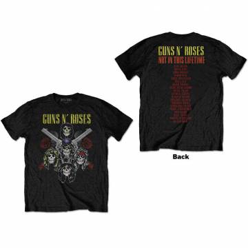【予約商品】GUNS N' ROSES バンドTシャツ ユニセックス: Pistols & Roses (Black) (Back Print) - BLACK