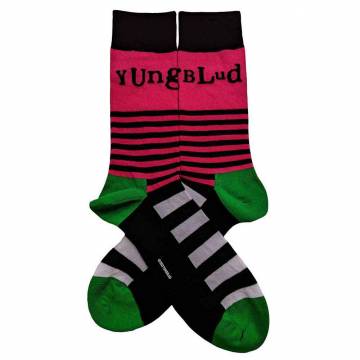 【予約商品】YUNGBLUD Unisex Ankle Socks: Logo & Stripes (UK Size 7 - 11) - BLACK