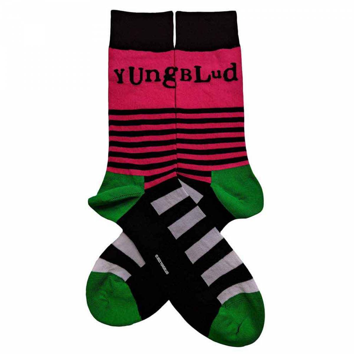 【予約商品】YUNGBLUD Unisex Ankle Socks: Logo & Stripes (Black) (UK Size 7 - 11) - BLACK