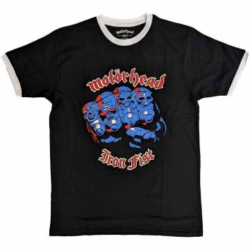 【予約商品】MOTORHEAD Unisex Ringer バンドTシャツ: Iron Fist (Black) - BLACK