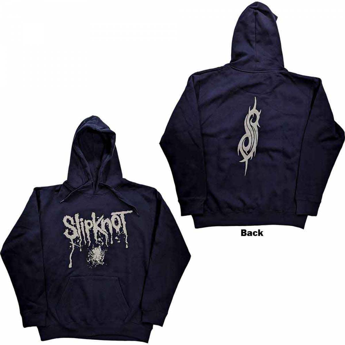 【予約商品】SLIPKNOT Unisex Pullover Hoodie: Splatter (Navy Blue) (Back Print) - NAVY BLUE