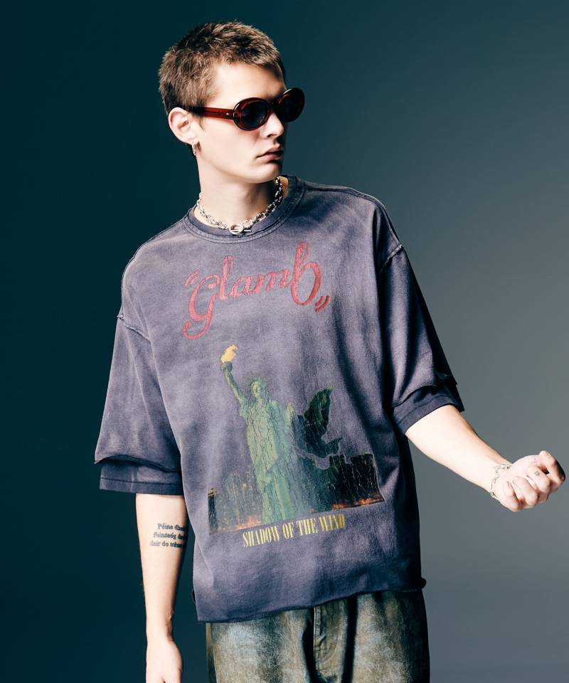 【予約商品】glamb(グラム)Shadow of Liberty T-Shirt / シャドーオブリバティTシャツ - Black