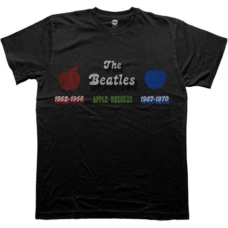 【予約商品】THE BEATLES バンドTシャツ ユニセックス: Apple Years Red & Blue (Black)
