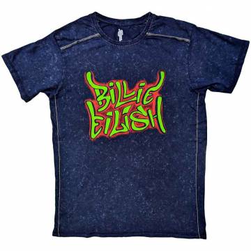 【予約商品】BILLIE EILISH バンドTシャツ ユニセックス: Graffiti (Navy Blue) (Wash Collection) - NAVY BLUE