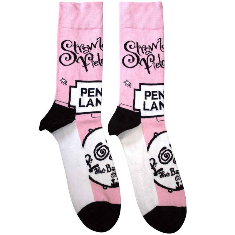 【予約商品】THE BEATLES Unisex Ankle Socks: Strawberry Fields/Penny Lane (Pink)