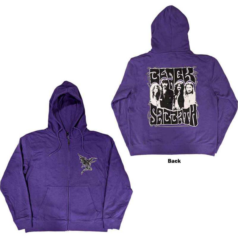 【予約商品】BLACK SABBATH Unisex Zipped Hoodie: Henry Pocket Logo (Purple)