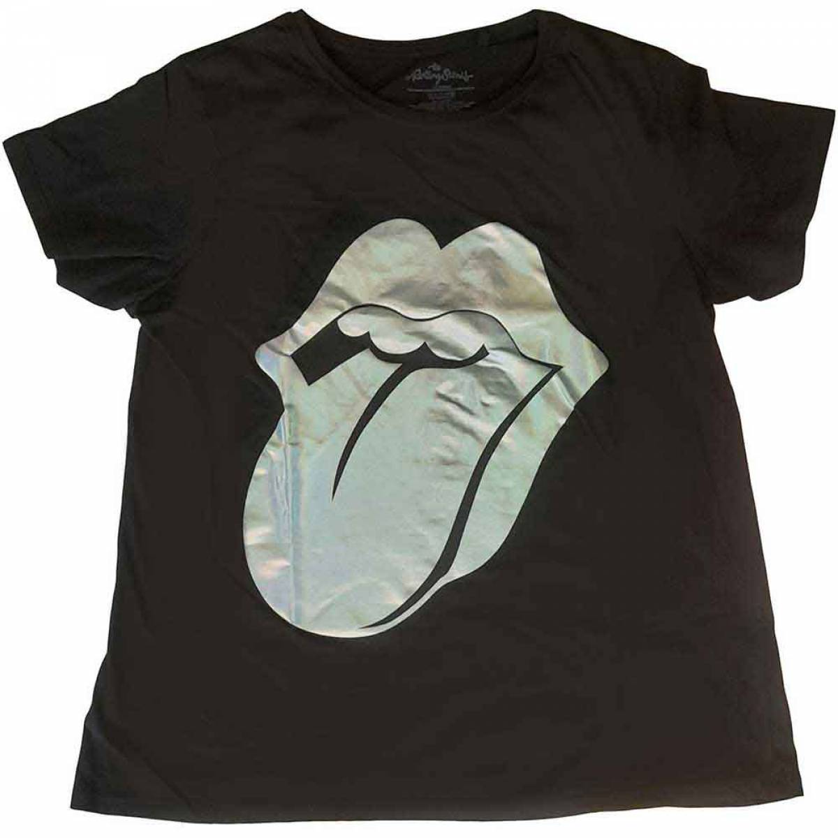 【予約商品】THE ROLLING STONES バンドTシャツ ユニセックス: Foil Tongue (Embellished) - BLACK