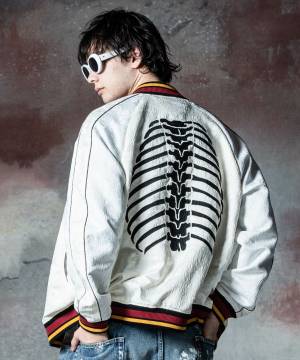 【予約商品】glamb(グラム)GB0324/JKT04 : Skelton Ska Jumper / スケルトンスカジャンパー - White