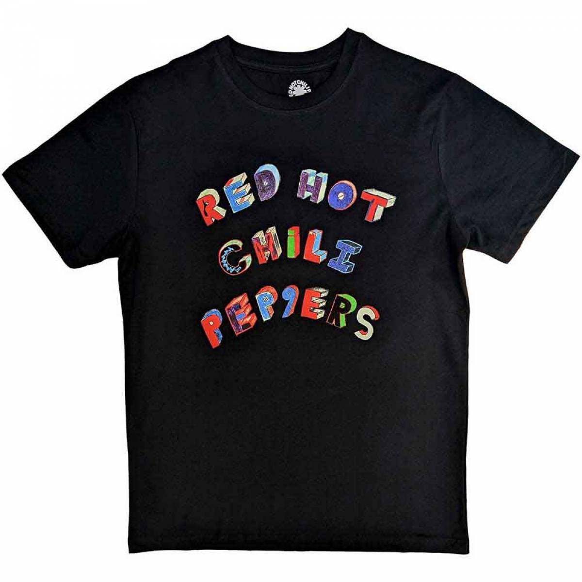 【予約商品】RED HOT CHILI PEPPERS バンドTシャツ ユニセックス: Colourful Letters (Black) - BLACK